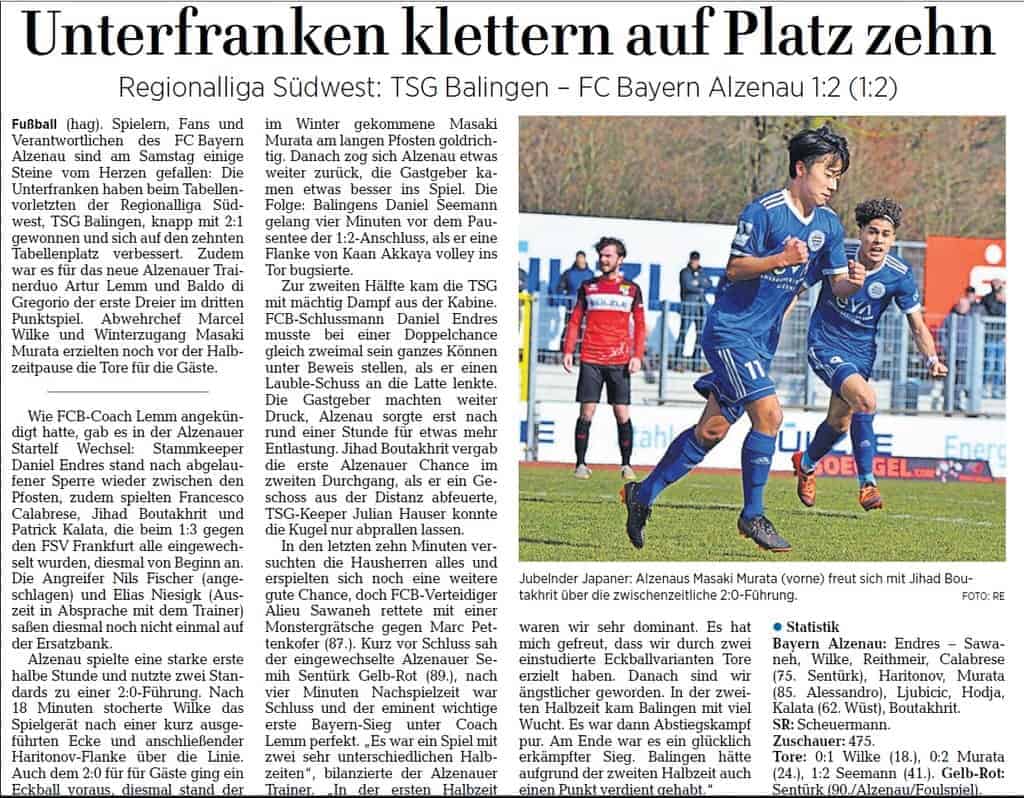 ドイツ 移籍後初ゴール 村田選手出場fc Bayern Alzenau Vs Tsg Balingen 海外サッカー留学ならユーロプラスへ